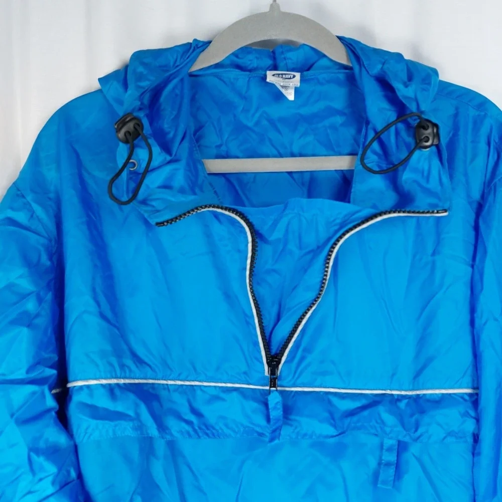 OLD NAVY Anorak Rain Jacket Self Storing‎ Blue Size Medium Made In Russia